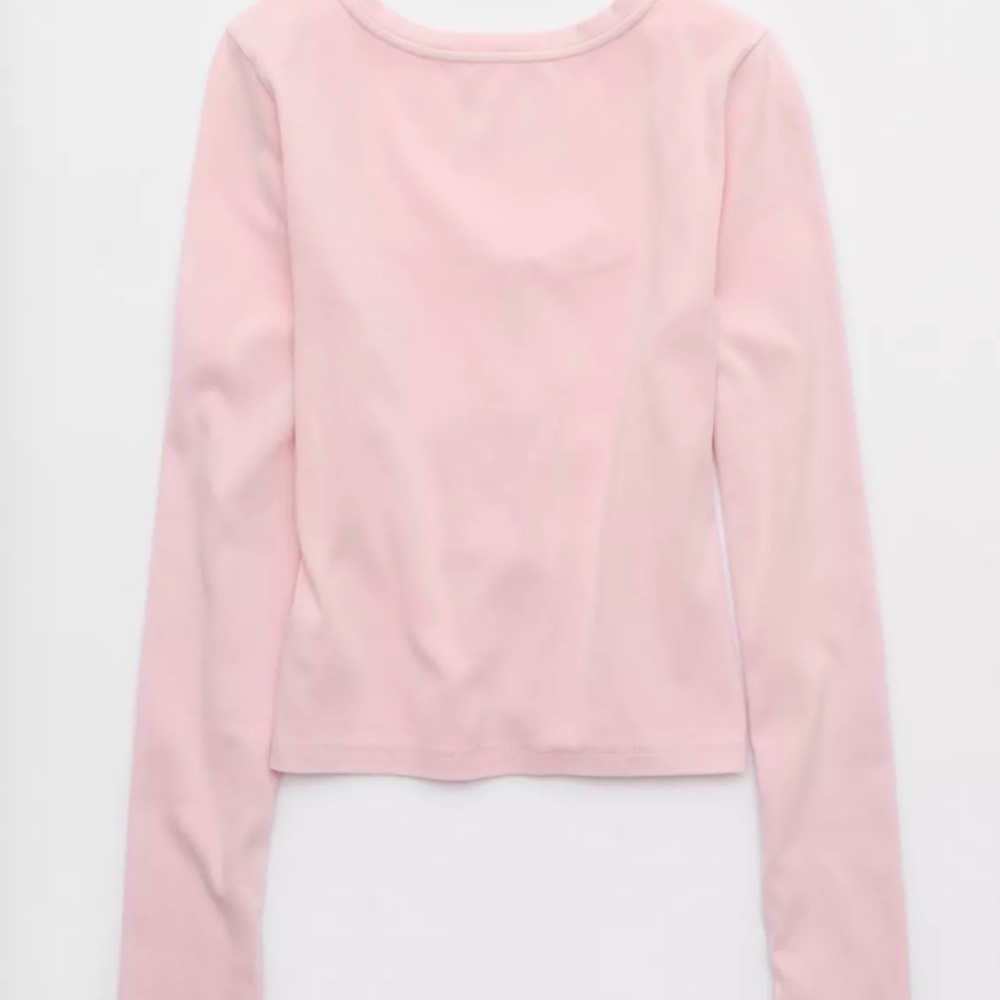 Aerie Pink Tie-Front Long Sleeve Top - Picture 5 of 12